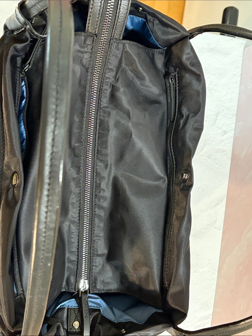 MZ Wallace Black Leather-Trim Tote Shoulder Strap/Handles/Zip top - Picture 8 of 13